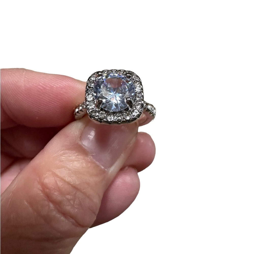 2 Piece Silver Diamond Solitaire Ring Set - image 8